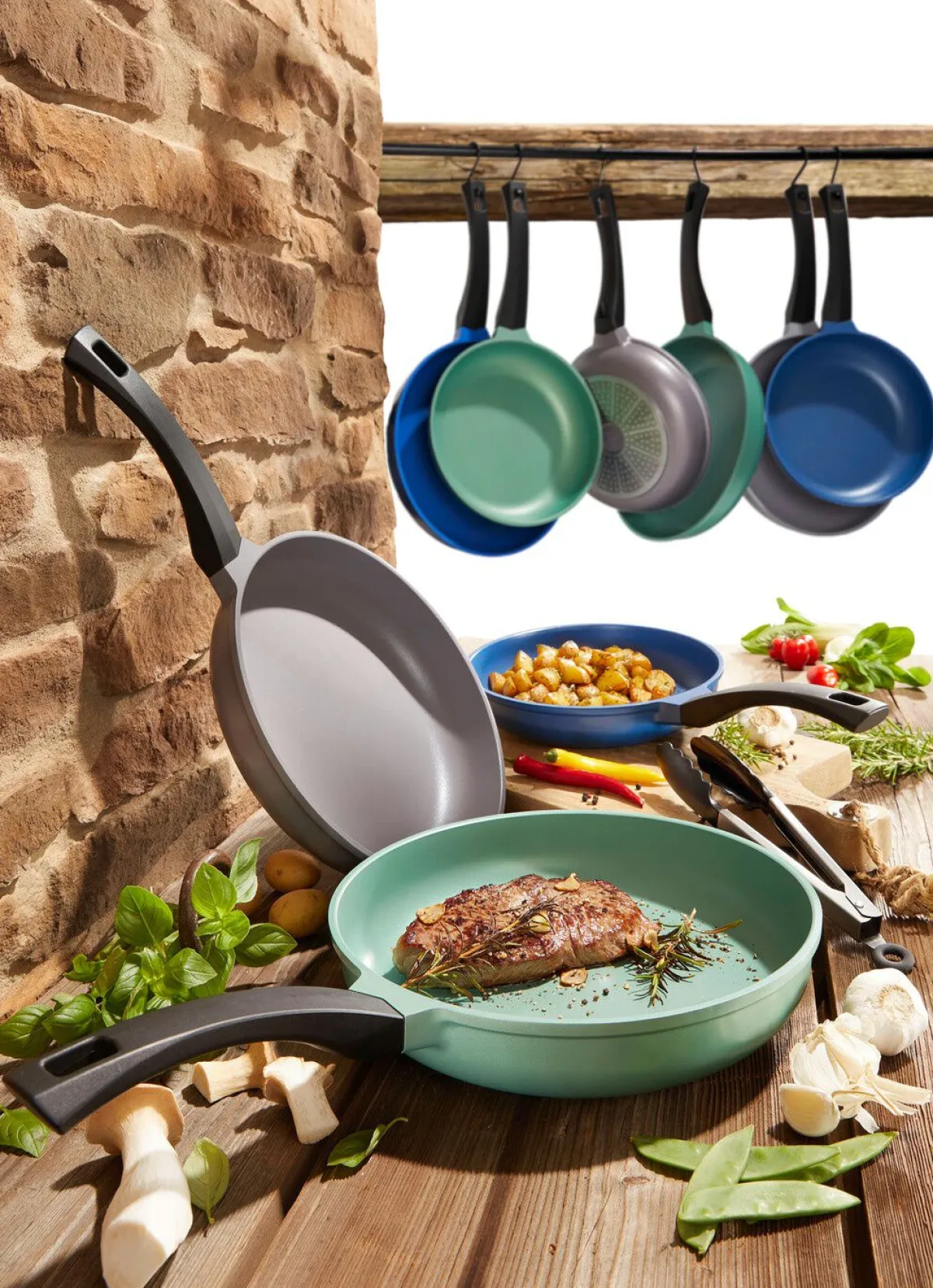 Hot BADER „GSW“ Pfannen-Set „Rainbow“ aus hochwertigem Aluminiumguss BLAU