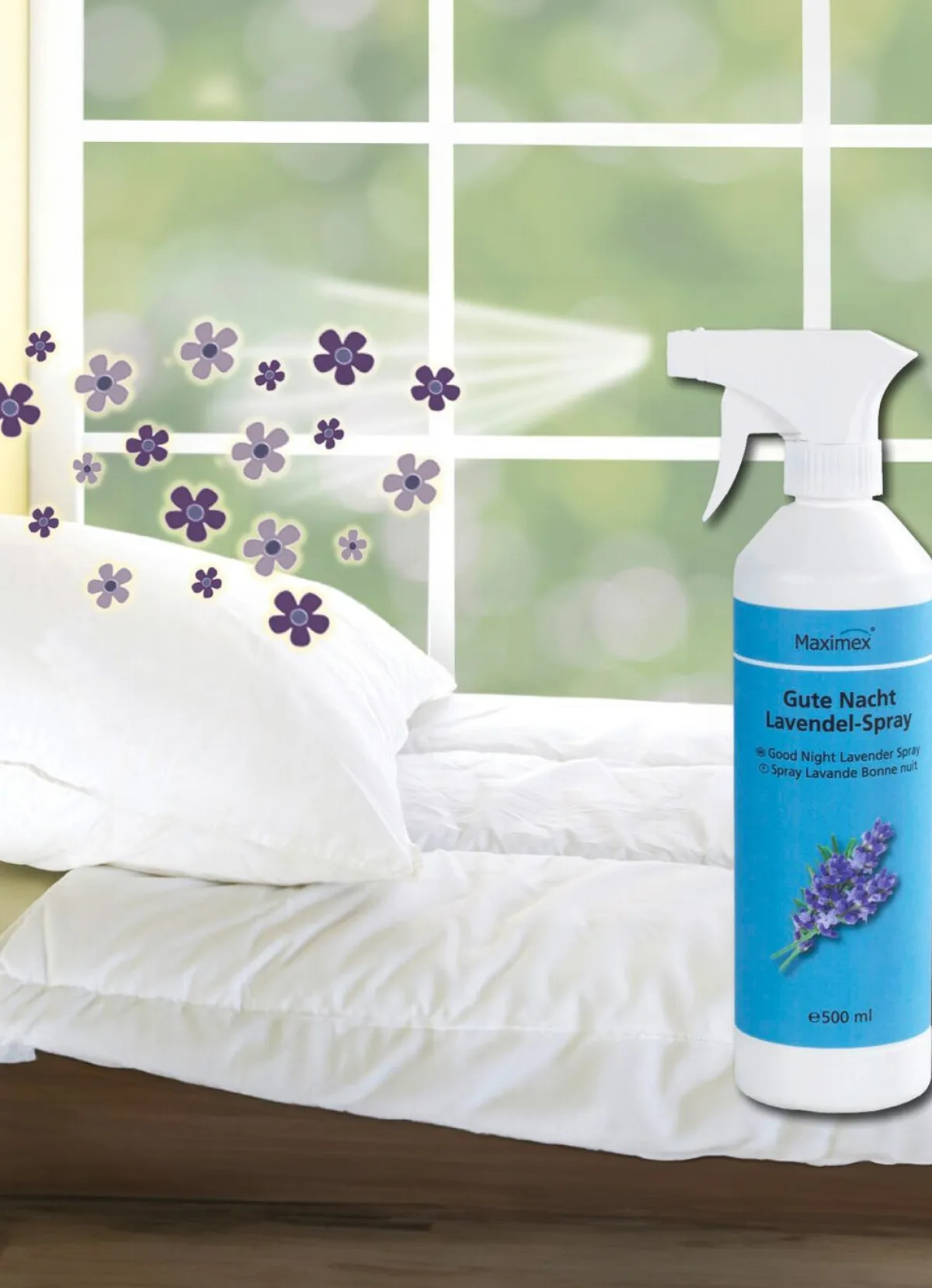 New BADER "Gute Nacht"-Lavendelspray WEISS-BLAU