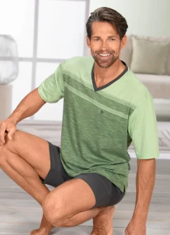 New BADER Hajo Klima Komfort Shorty mit V-Ausschnitt GRÜN-GRAU