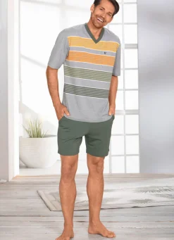 Clearance HAJO NACHTMODE Hajo Shorty mit V-Ausschnitt GRÜN-BUNT