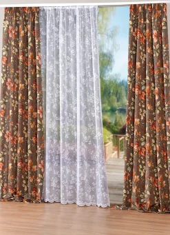 Clearance BADER Halbtransparenter Store mit gebogtem Abschluss WEISS