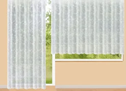 Clearance BADER Halbtransparenter Store mit gebogtem Abschluss WEISS