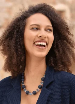 New BADER Halskette mit Facettierte Kristallsteine MARINE