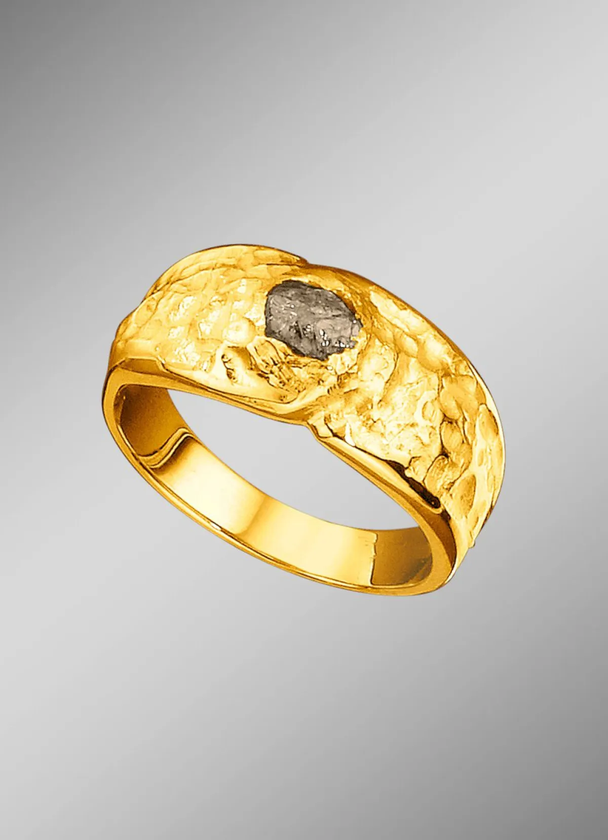 Clearance BADER Handgearbeiteter Partnerring mit Roh-Diamant
