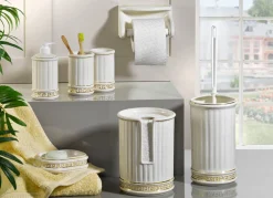 Discount BADER Handgefertigte Badezimmer-Accessoires aus Keramik CREME-GOLD