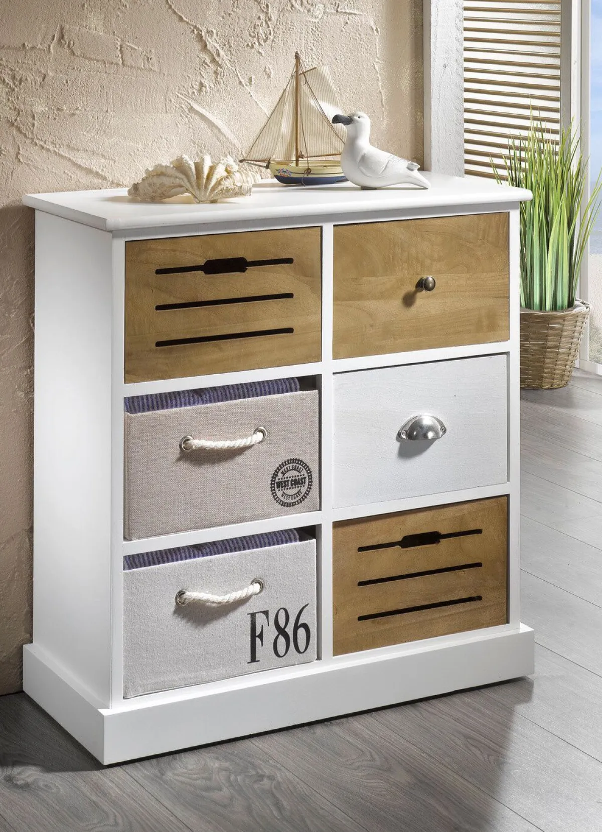 Sale BADER Handgefertigte Kommode WEISS-BRAUN