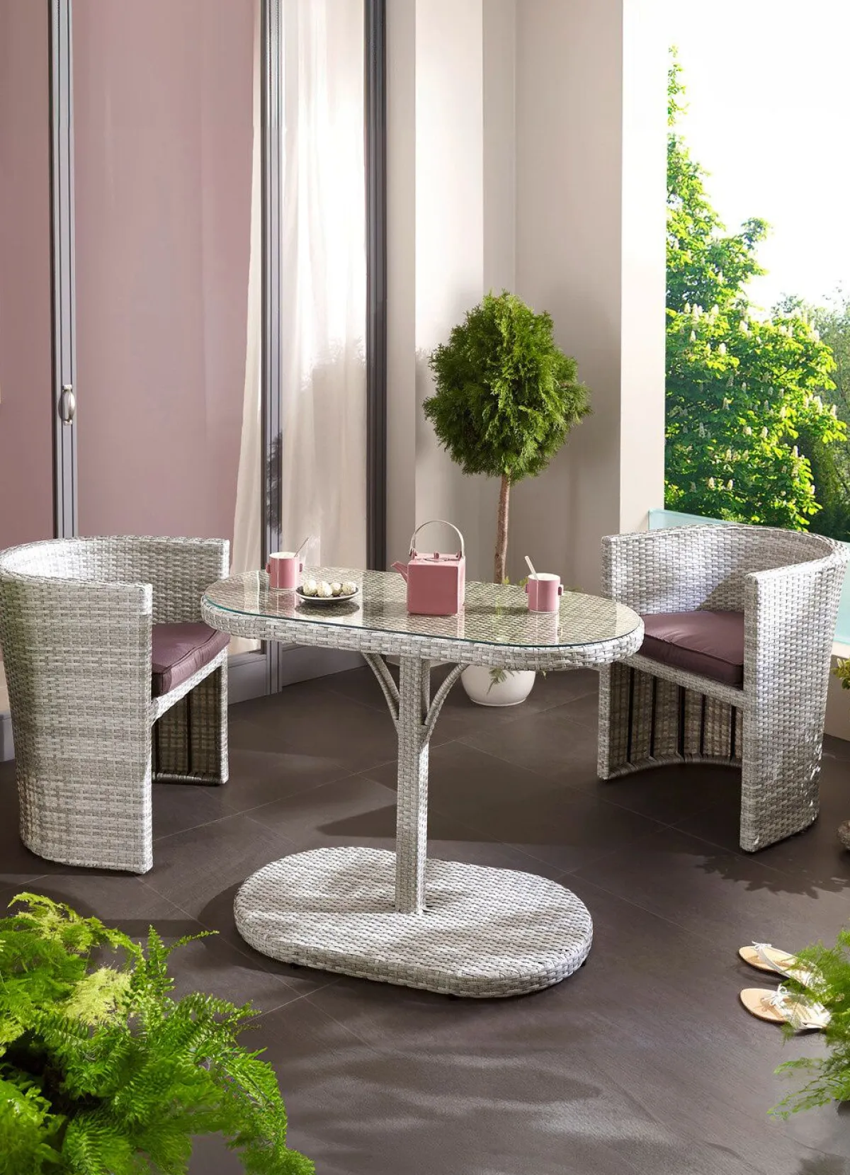Discount HARTMAN Balkon-Möbel, 3-teilig GRAU