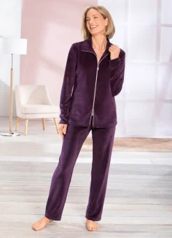 Discount BADER Hausanzug mit 2-Wege-Zipper AUBERGINE