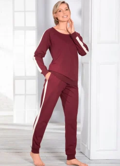 Hot BADER Hausanzug mit Zierstreifen BORDEAUX