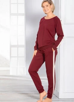 Hot BADER Hausanzug mit Zierstreifen BORDEAUX