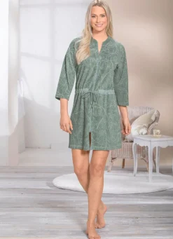 Hot PLANTIER Hauskleid mit durchgehendem Reißverschluss SALBEI