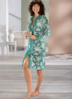 Discount PLANTIER Hauskleid mit Seitennahttaschen LINDGRÜN-ECRU