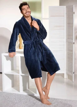 New PASTUNETTE FOR MEN Hausmantel aus Microplüsch MARINE