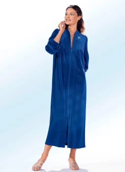 BADER Hausmantel mit Strasszier ROYALBLAU