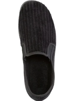 Discount BADER Hausschuh aus Cord-Textilmaterial SCHWARZ