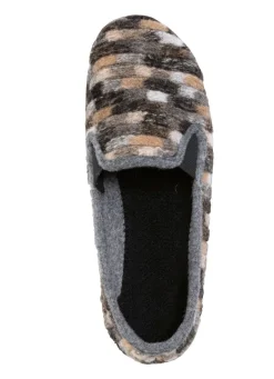 New BADER Hausschuh aus gemustertem Textilmaterial GRAU-MULTICOLOR