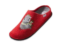 New BADER Hausschuh mit Eulen-Applikation ROT