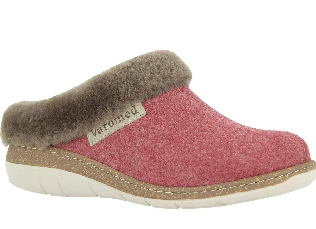 Clearance BADER Hausschuh mit Lammfellkragen BEERE