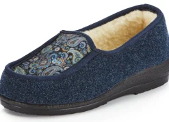 New BADER Hausschuh mit Schurwollfutter MARINE