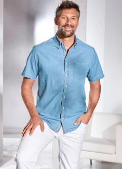 New BADER Hemd mit Button-Down-Kragen JEANSBLAU