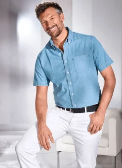 New BADER Hemd mit Button-Down-Kragen JEANSBLAU