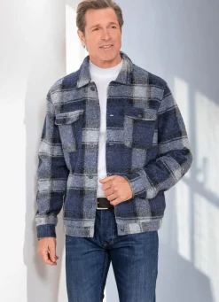 BADER Hemdjacke mit Knopfleiste GRAU-ROYALBLAU
