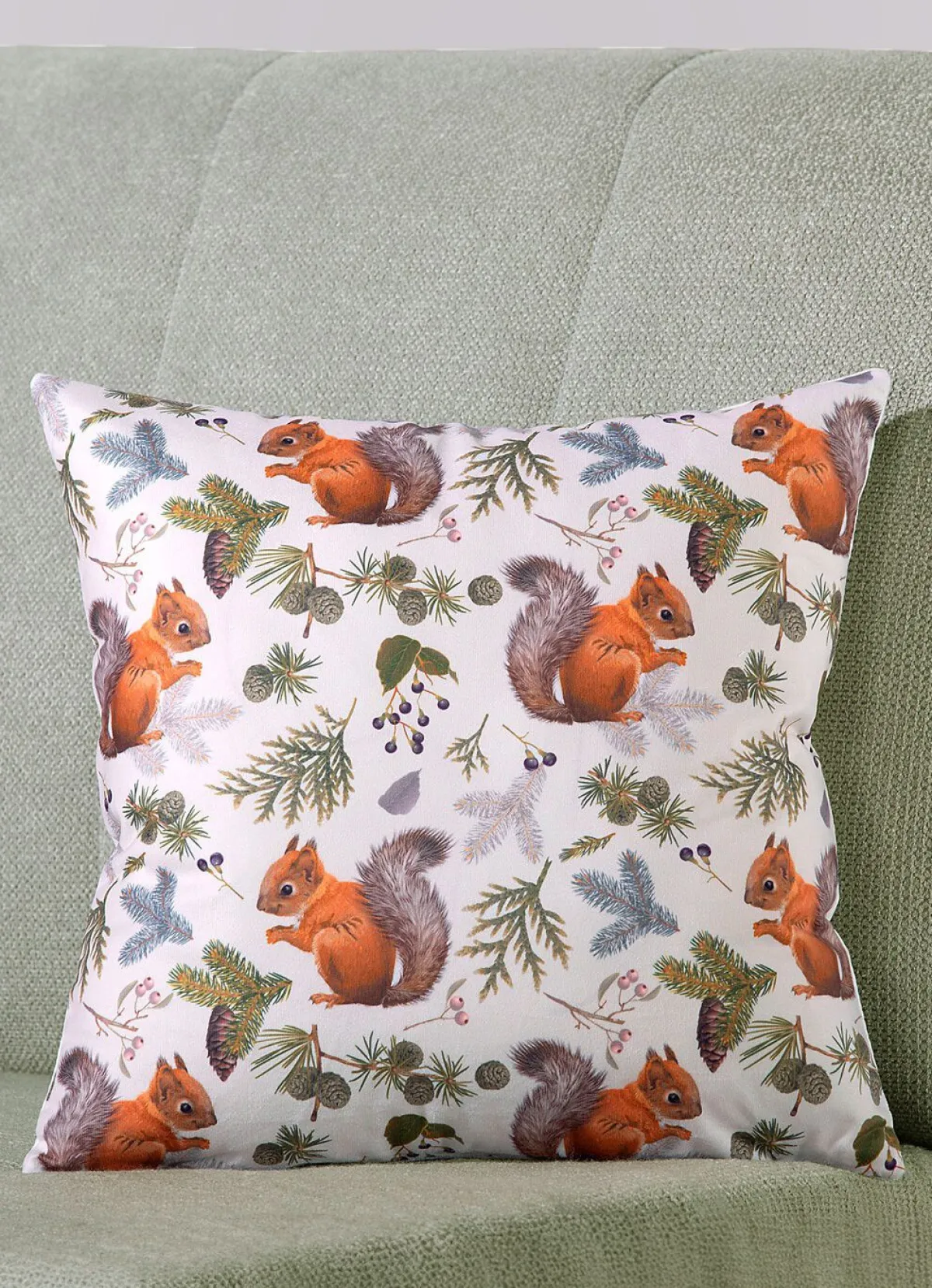 BADER Herbstlicher Kissenbezug mit Eichhörnchen-Motiv BUNT