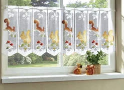 Best BADER Herbstlicher Kurzstore mit Eichhörnchen WEISS-BRAUN