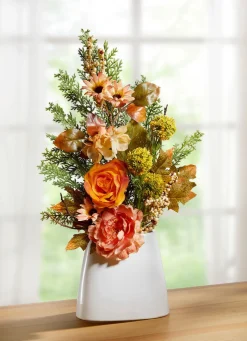 Sale BADER Herbstliches Gesteck in Keramikvase ORANGE-GRÜN