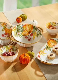 Hot BADER Herbstliches Porzellan-Set, 6-teilig WEISS-ORANGE-GRÜN