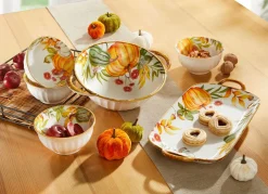 Hot BADER Herbstliches Porzellan-Set, 6-teilig WEISS-ORANGE-GRÜN