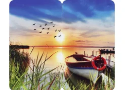 Discount BADER Herdabdeckplatten oder Wandblende aus Glas, Motiv IDYLLE AM SEE