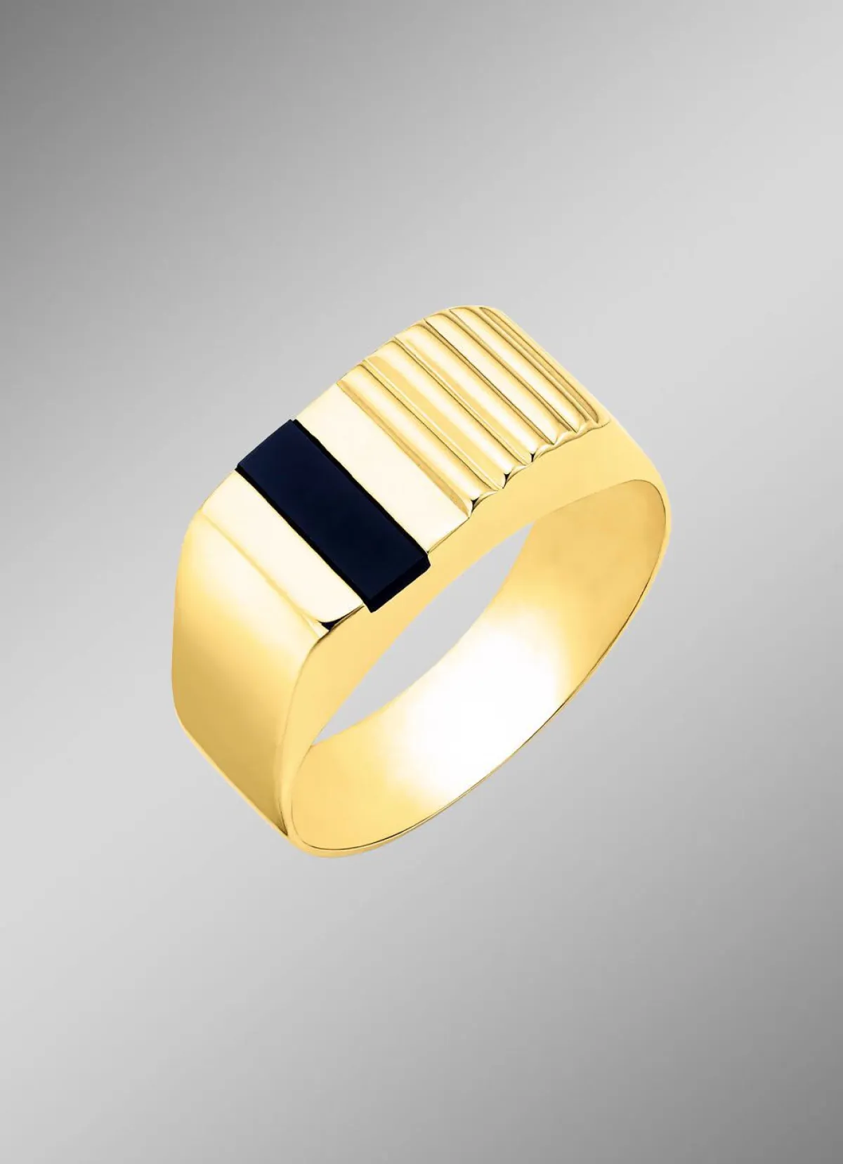 Outlet BADER Herrenring aus 375er Gold mit Onyx