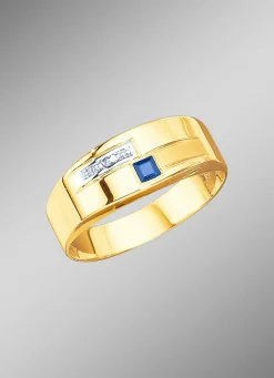 Discount BADER Herrenring in Bicolor mit Diamant und echt blauem Safir