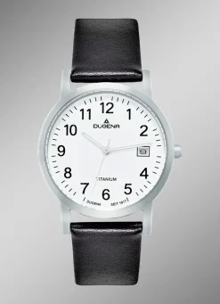 Discount DUGENA Herrenuhr mit Titangehäuse und Lederband
