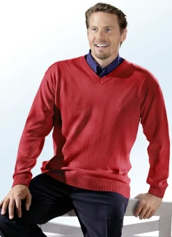 Discount BADER Herrlicher Pullover mit V-Ausschnitt in 5 Farben ROT