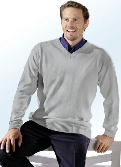 Best BADER Herrlicher Pullover mit V-Ausschnitt in 5 Farben SILBERGRAU
