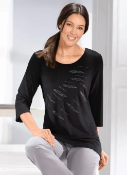 BADER Herrliches Shirt mit Zierplättchen SCHWARZ