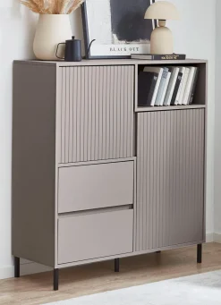 Hot BADER Highboard mit aufwendiger Rillenfront KASCHMIR