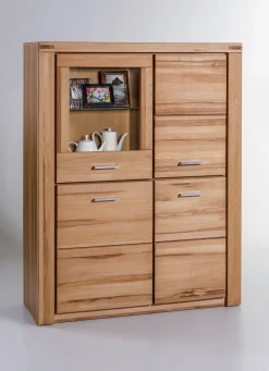 Outlet BADER Highboard mit Massivholzfronten KERNBUCHE