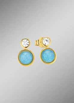 New BADER Himmlische Eleganz: Ohrstecker mit echten blauen Chalcedonen