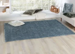 Sale BADER Hochflor-Teppiche und Kissen mit Baumwoll-Rückseite BLAU