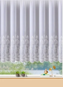 Hot PLAUENER STICKEREI Hochwertiger Blumenfensterstore Blumenfenster-Store WEISS