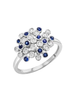 New BADER Hochwertiger Damenring mit Safir und Brillanten