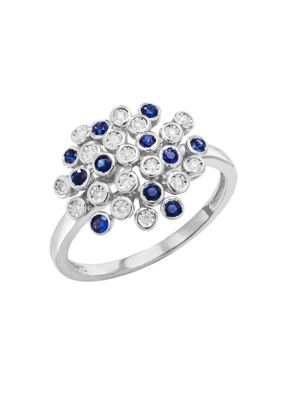New BADER Hochwertiger Damenring mit Safir und Brillanten