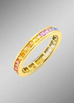 Outlet BADER Hochwertiger Memoirering mit echten Safiren in Multicolor