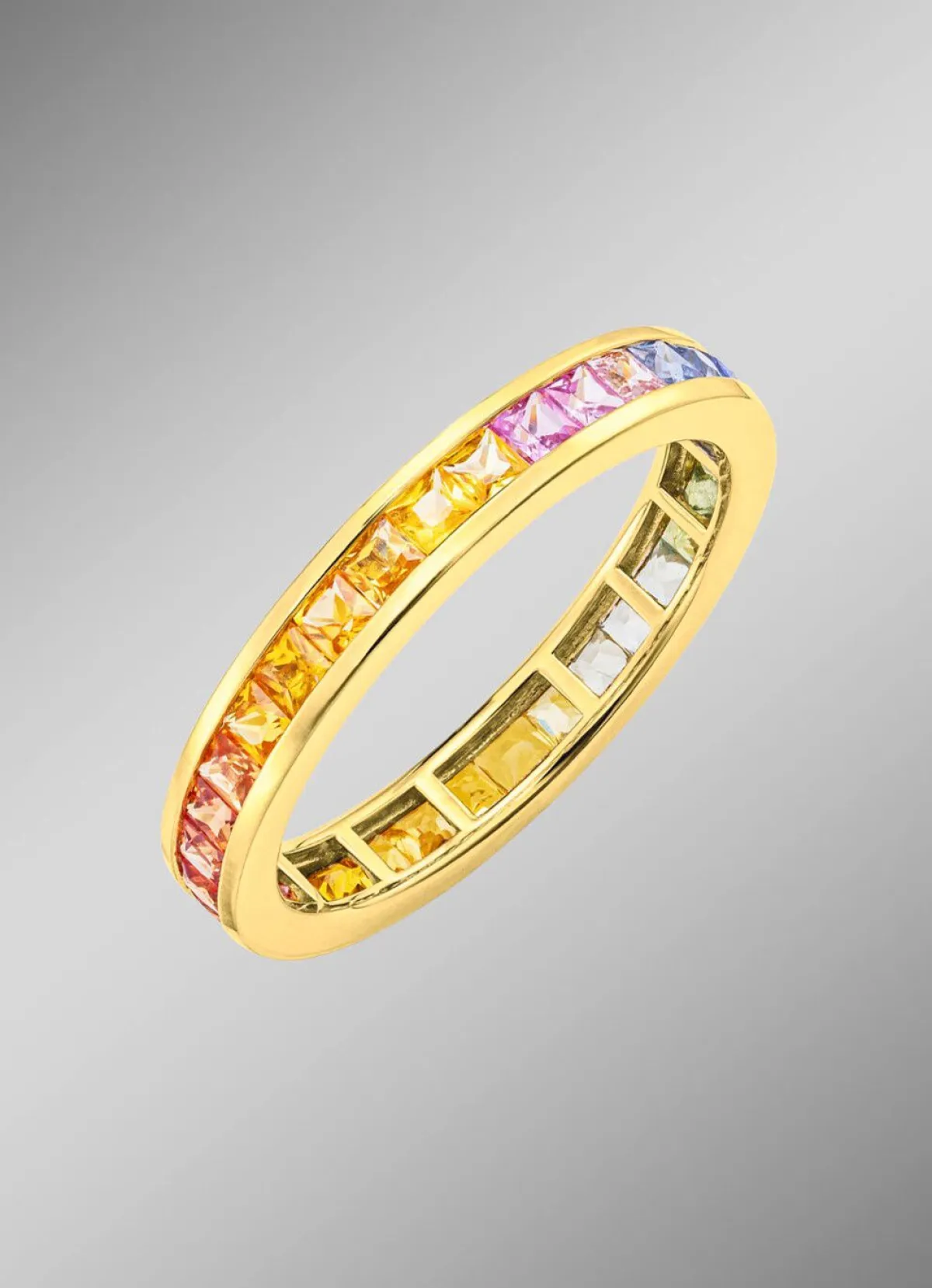 Outlet BADER Hochwertiger Memoirering mit echten Safiren in Multicolor