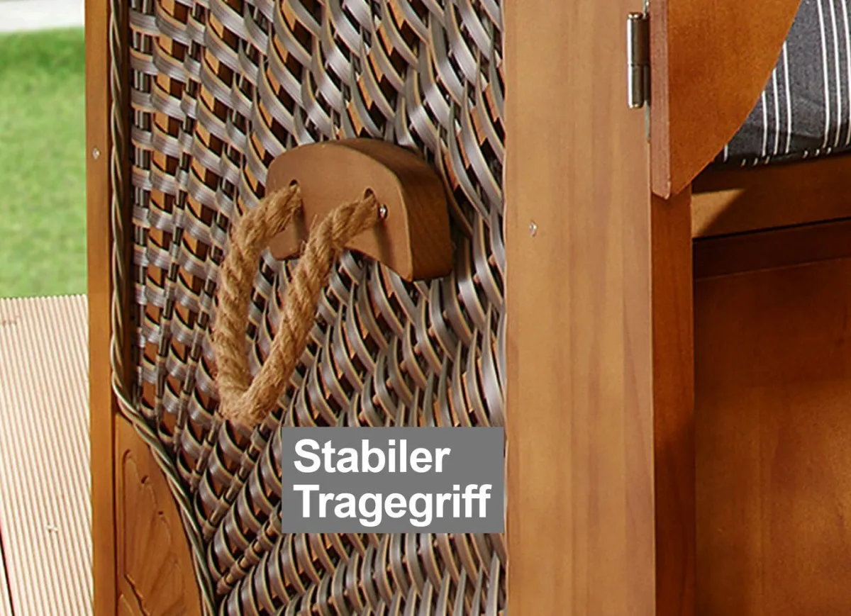 New BADER Hochwertiger Strandkorb Flair aus Pinienholz GRAU