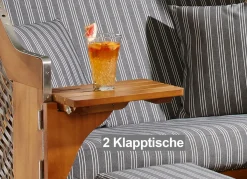 New BADER Hochwertiger Strandkorb Flair aus Pinienholz GRAU