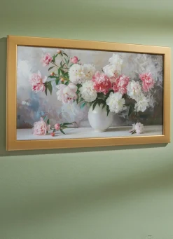 Online BADER Hochwertiges Leinwandbild WEISS-ROSA-GOLD